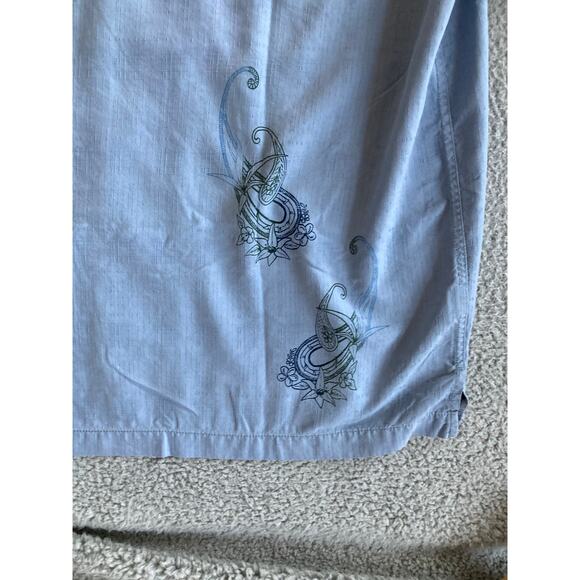 Tommy Bahama Camp Button Shirt XL 100% Silk Short Sleeve Striped Blue Beach Mens - Picture 6 of 16